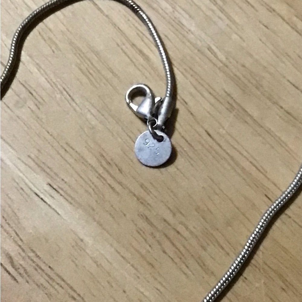 Source Unknown 925 Silver Necklace With Blue Pend… - image 2